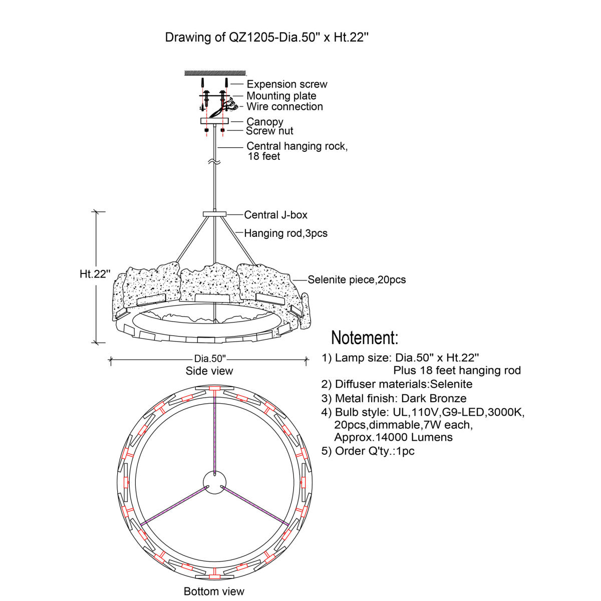 QZ1205 Halo Titan Selenite Rock