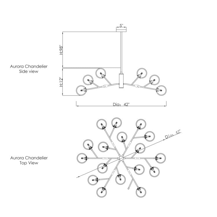 SJ2076 AURORA II GLASS GLOBE CHANDELIER