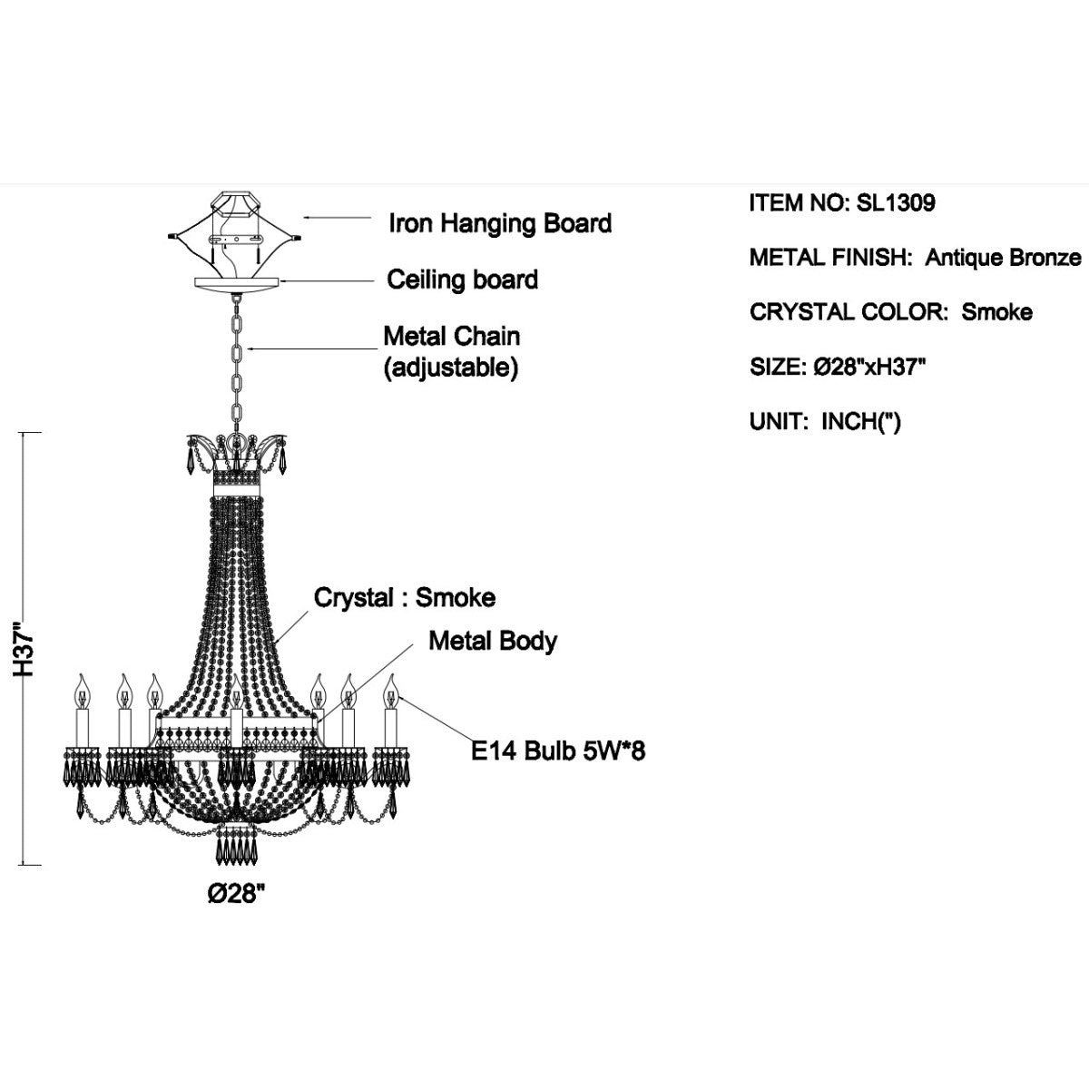 SL1309 Campaign Chandelier