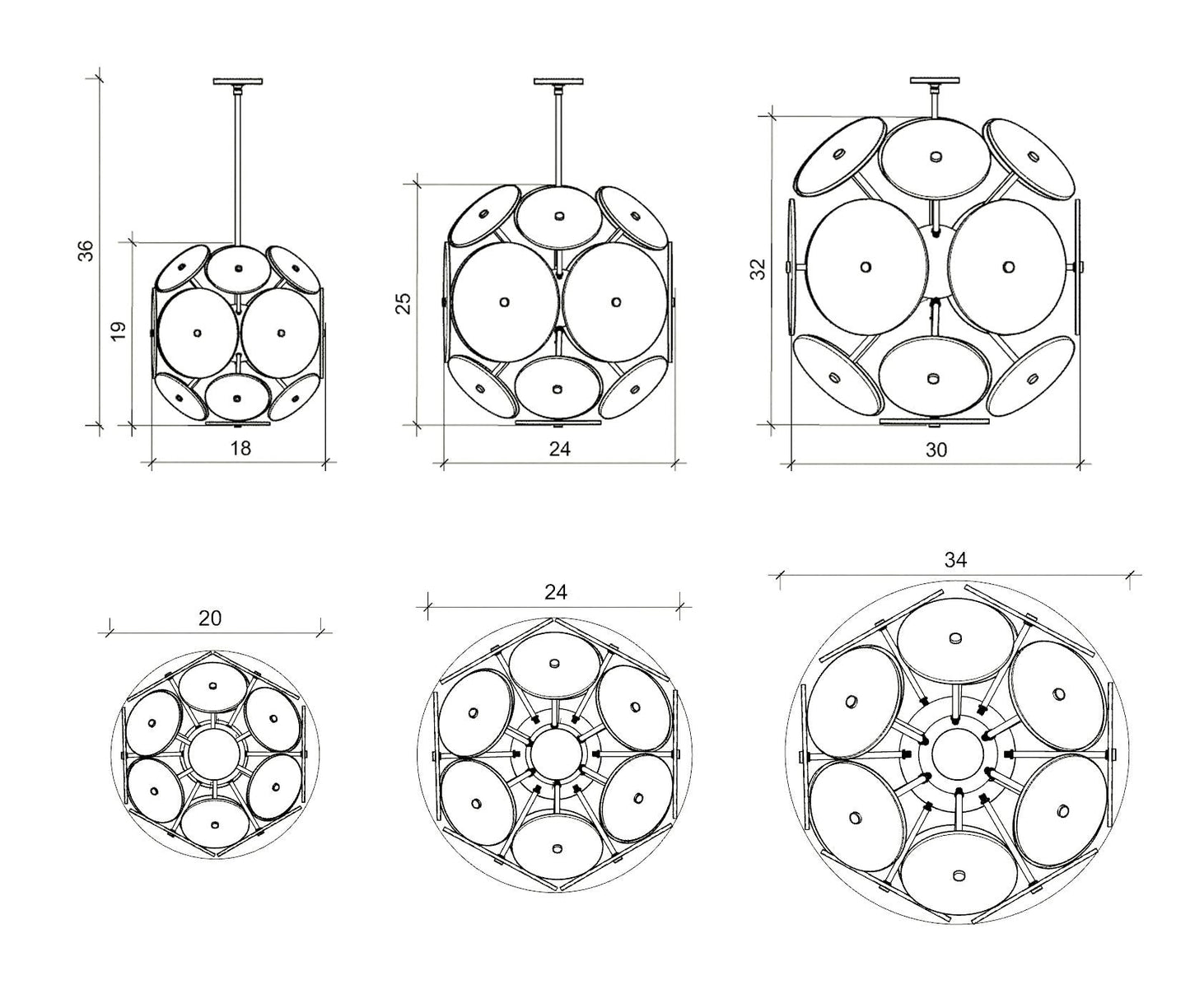 AM2213 ORBITAL LENSES CHANDELIER