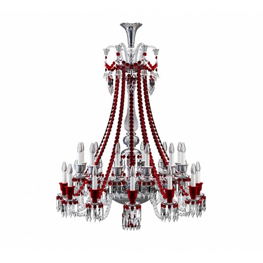 JR2037 ZENITH CLEAR AND RED CHANDELIER