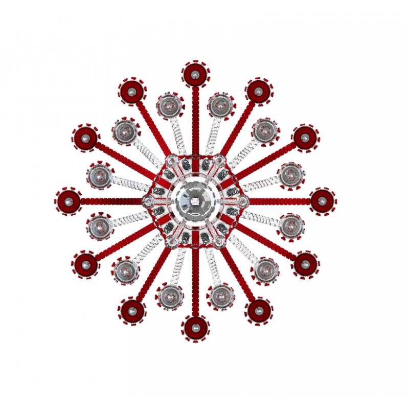 JR2037 ZENITH CLEAR AND RED CHANDELIER