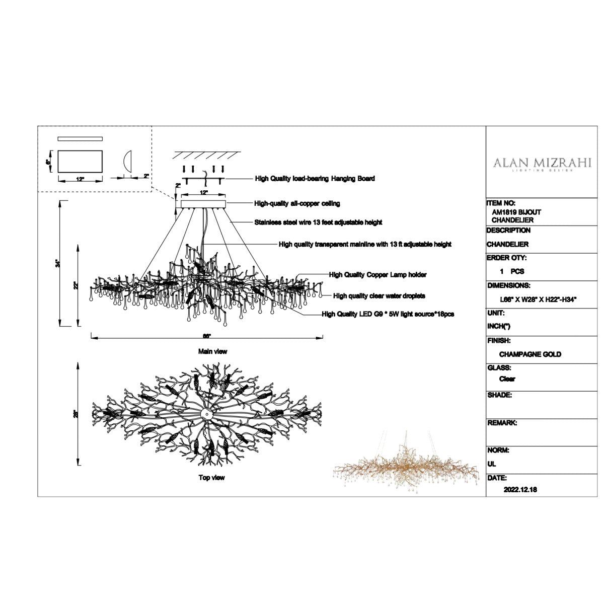 AM1819 Bijout Chandelier