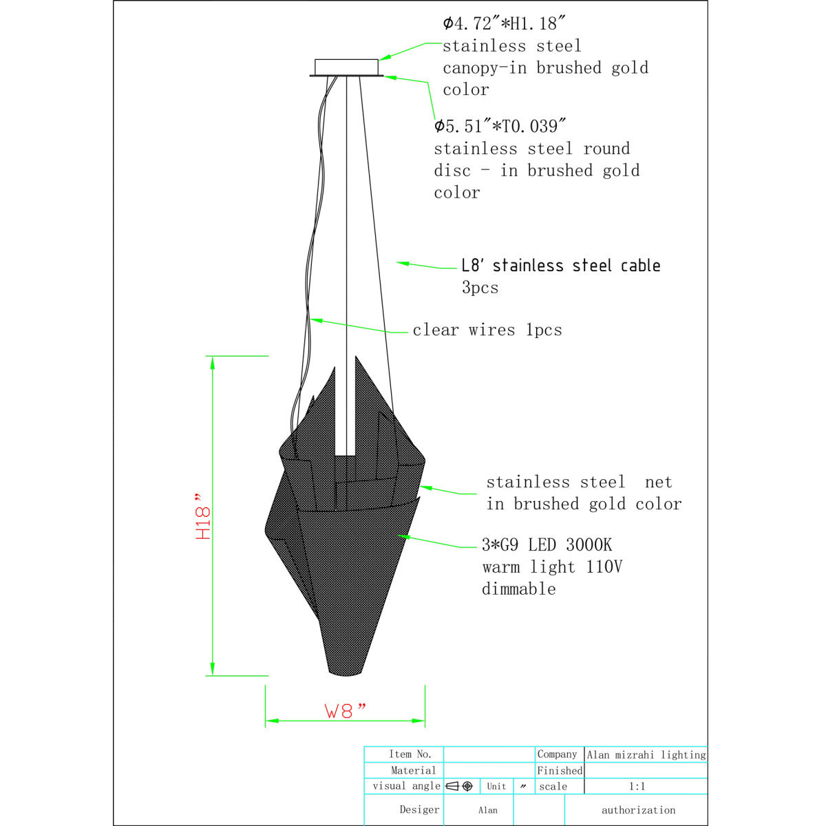 AM2728P NER Tamid Mesh Pendant