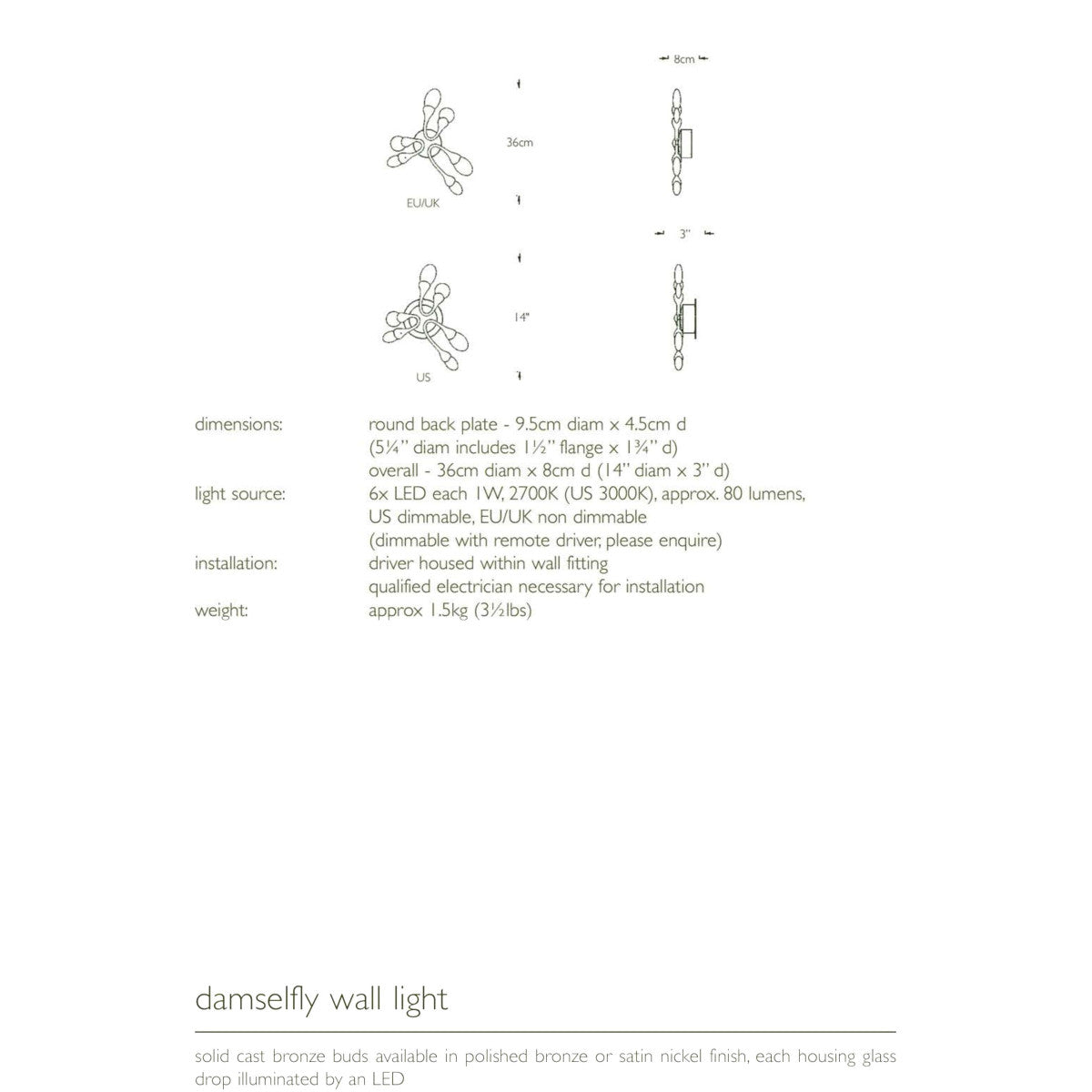 AK4004 Damselfly Sconces