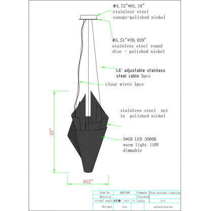 AM2728P NER Tamid Mesh Pendant