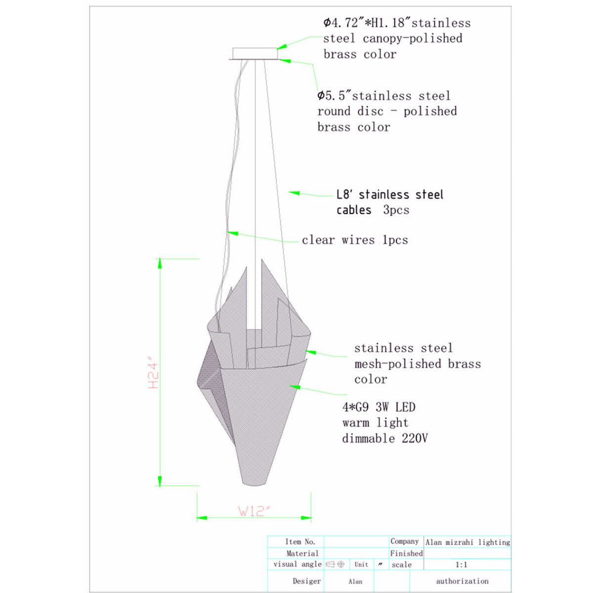 AM2728P NER Tamid Mesh Pendant