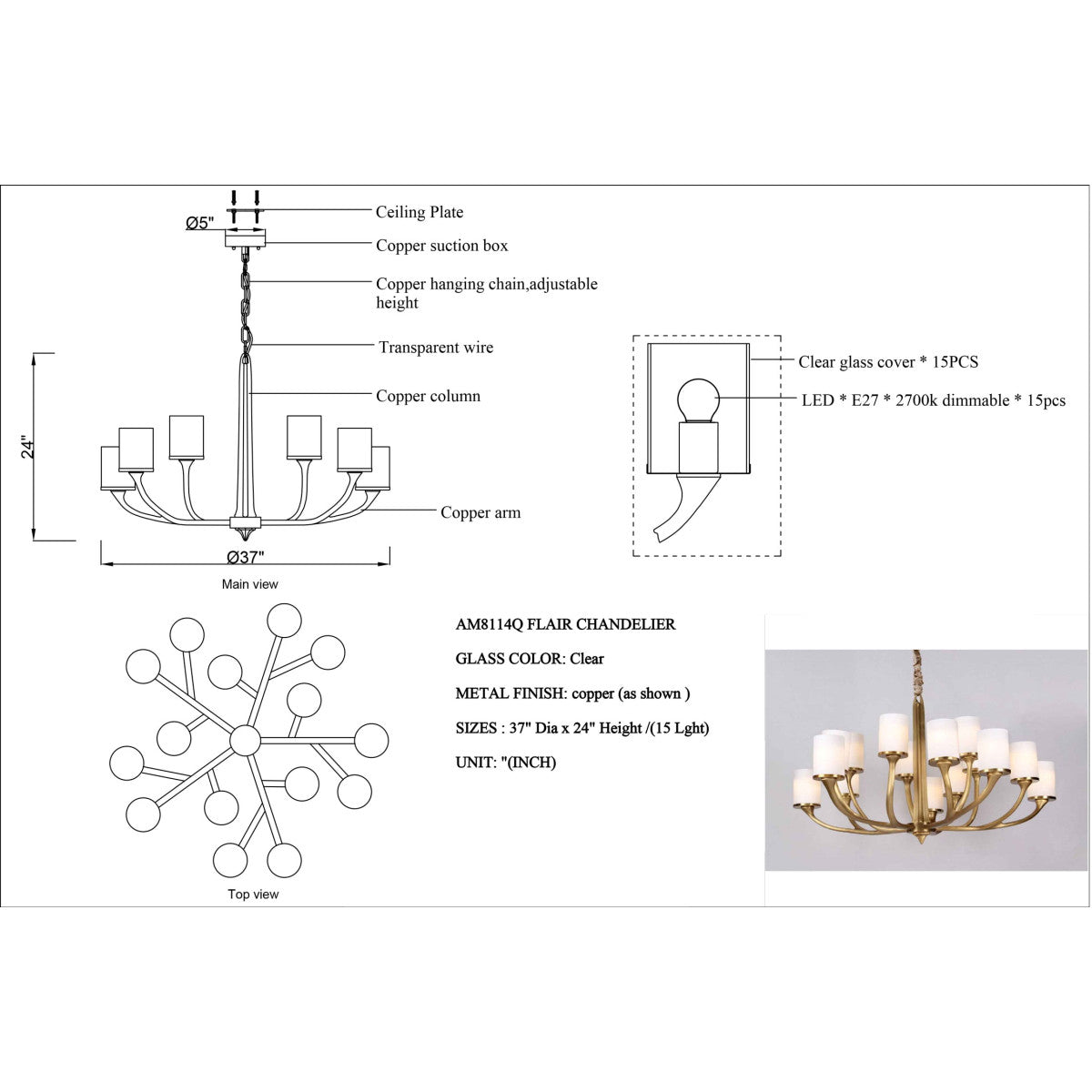 AM8114Q Flair Chandelier