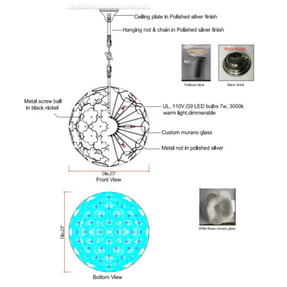 KA1341 Mazzega Flower Ball