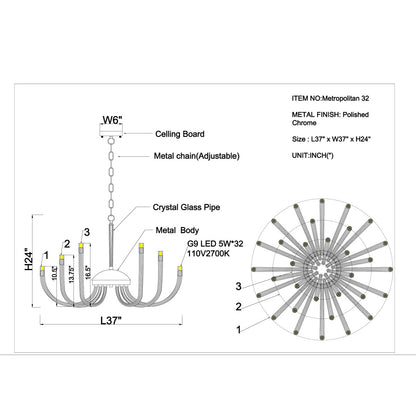 PS9037 Metropolitan 32 Light Chandelier