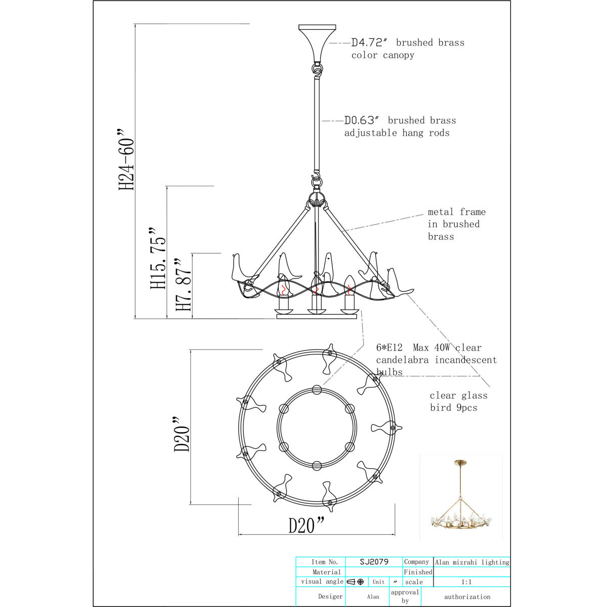 QZ0341 Dove Chandelier