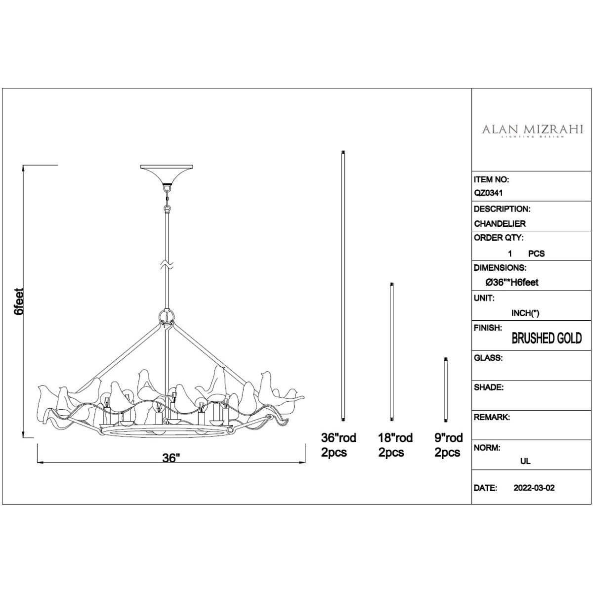QZ0341 Dove Chandelier