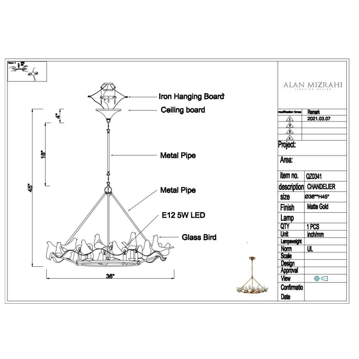 QZ0341 Dove Chandelier