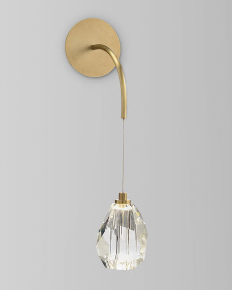 SJ2097 FACETED CUT CRYSTAL SINGLE DROP LIGHT SCONCE
