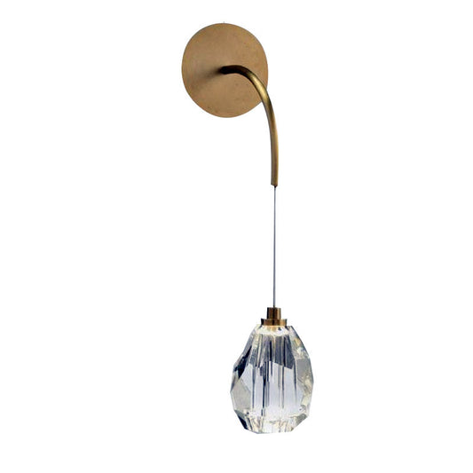 SJ2097 FACETED CUT CRYSTAL SINGLE DROP LIGHT SCONCE