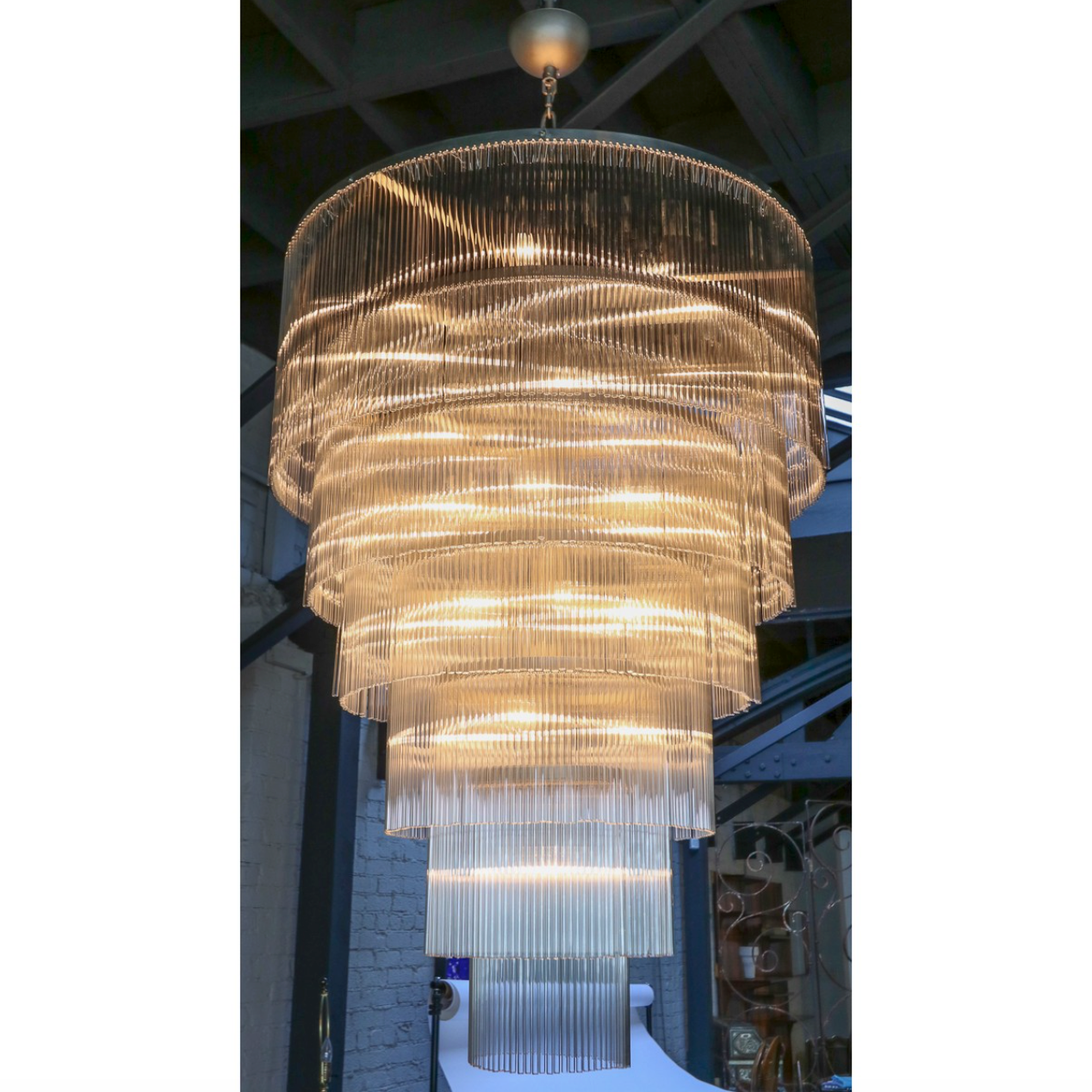 QZ2132 SAN FRANCISCO SIX-TIERED GLASS ROD CHANDELIER