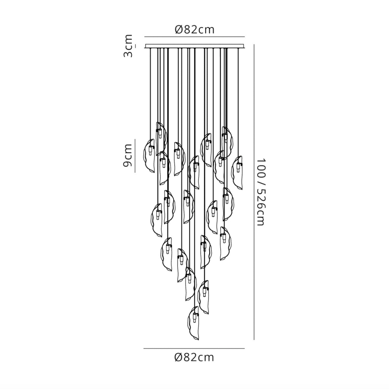QZ2302 SUNSET GLASS SPIRAL CHANDELIER