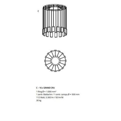 QZ2304 GRAND CRU HAND MADE GLASS RING PENDANT CHANDELIER