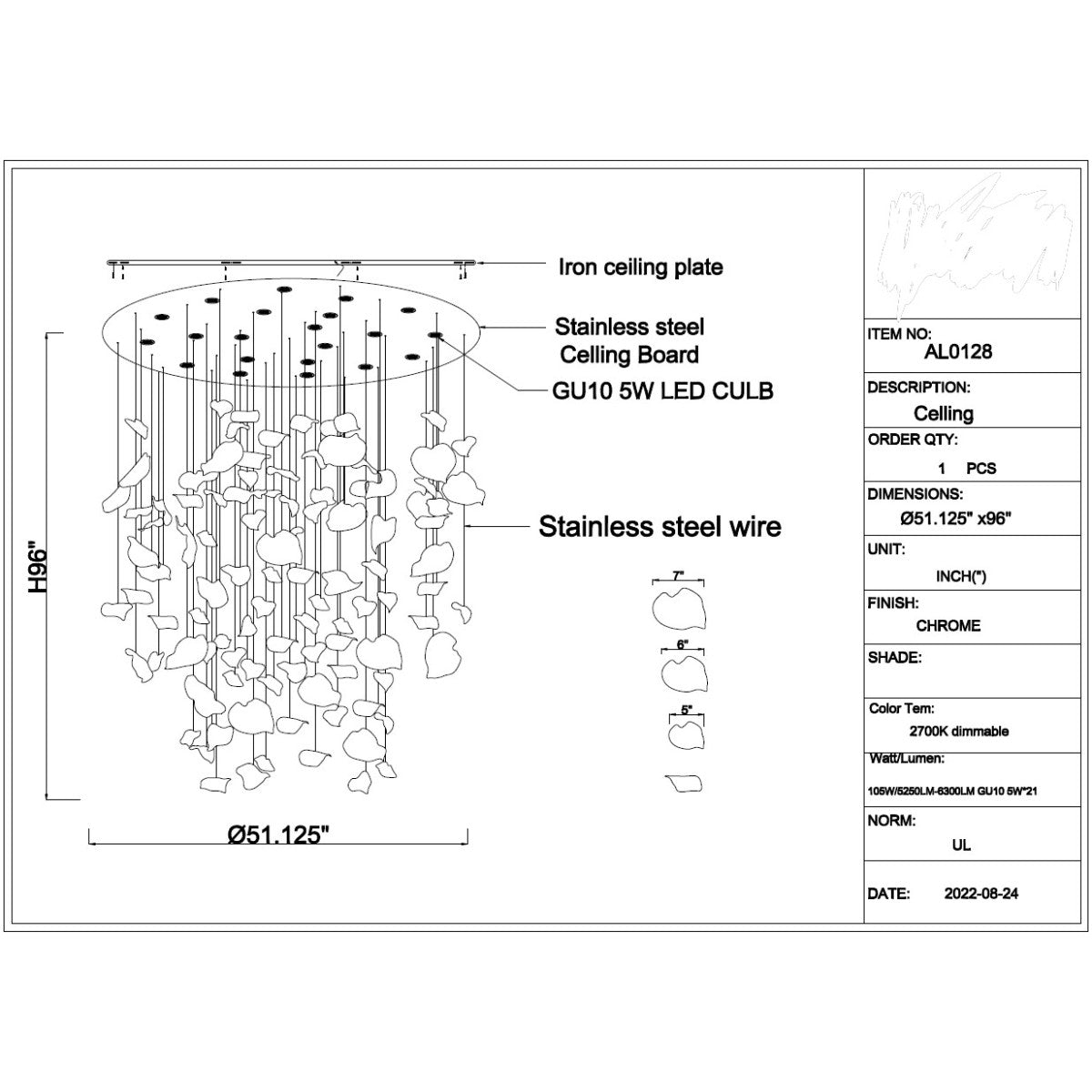 AL0128 Leaf Lampadario