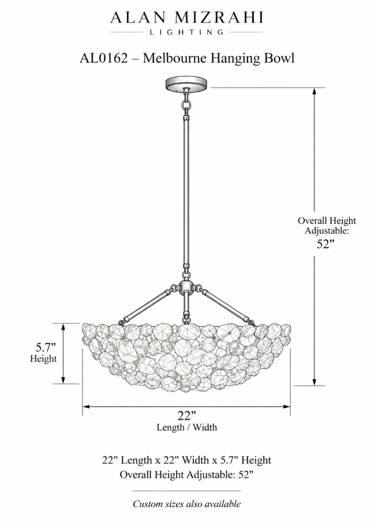 AL0162 Melbourne Rock Crystal Hanging Bowl Chandelier