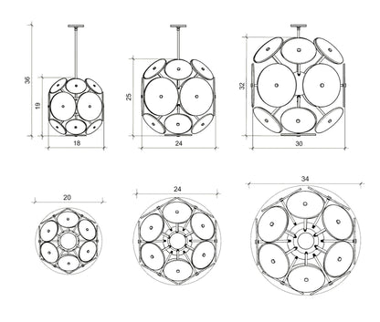 AM2213 ORBITAL LENSES CHANDELIER