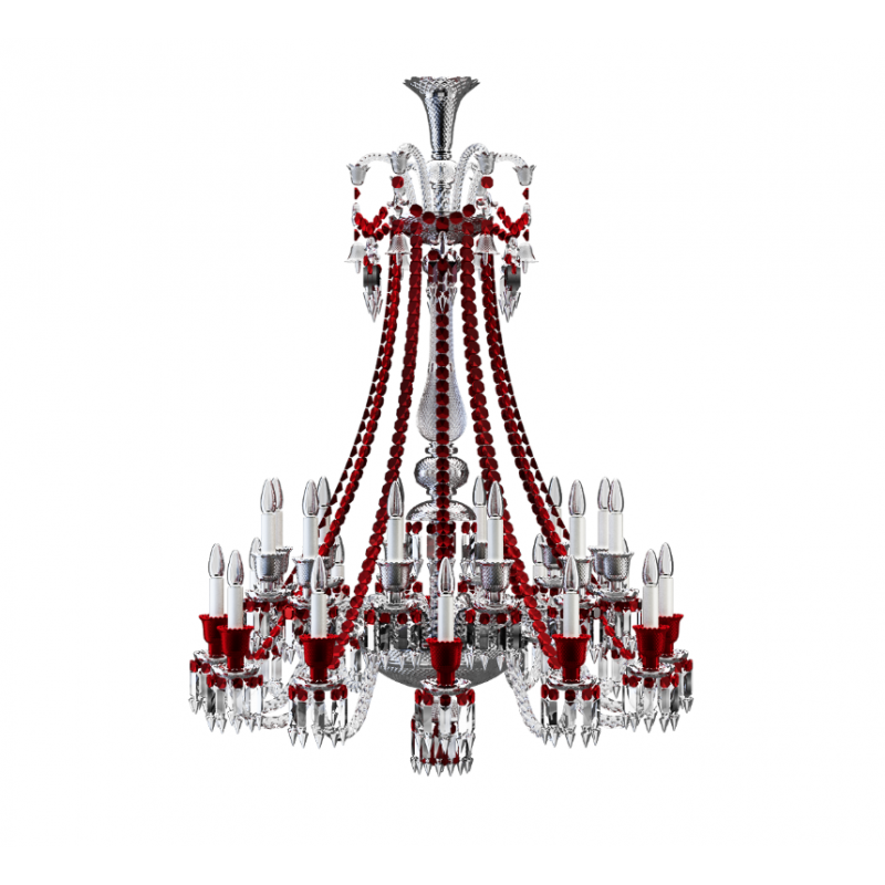 JR2037 ZENITH CLEAR AND RED CHANDELIER
