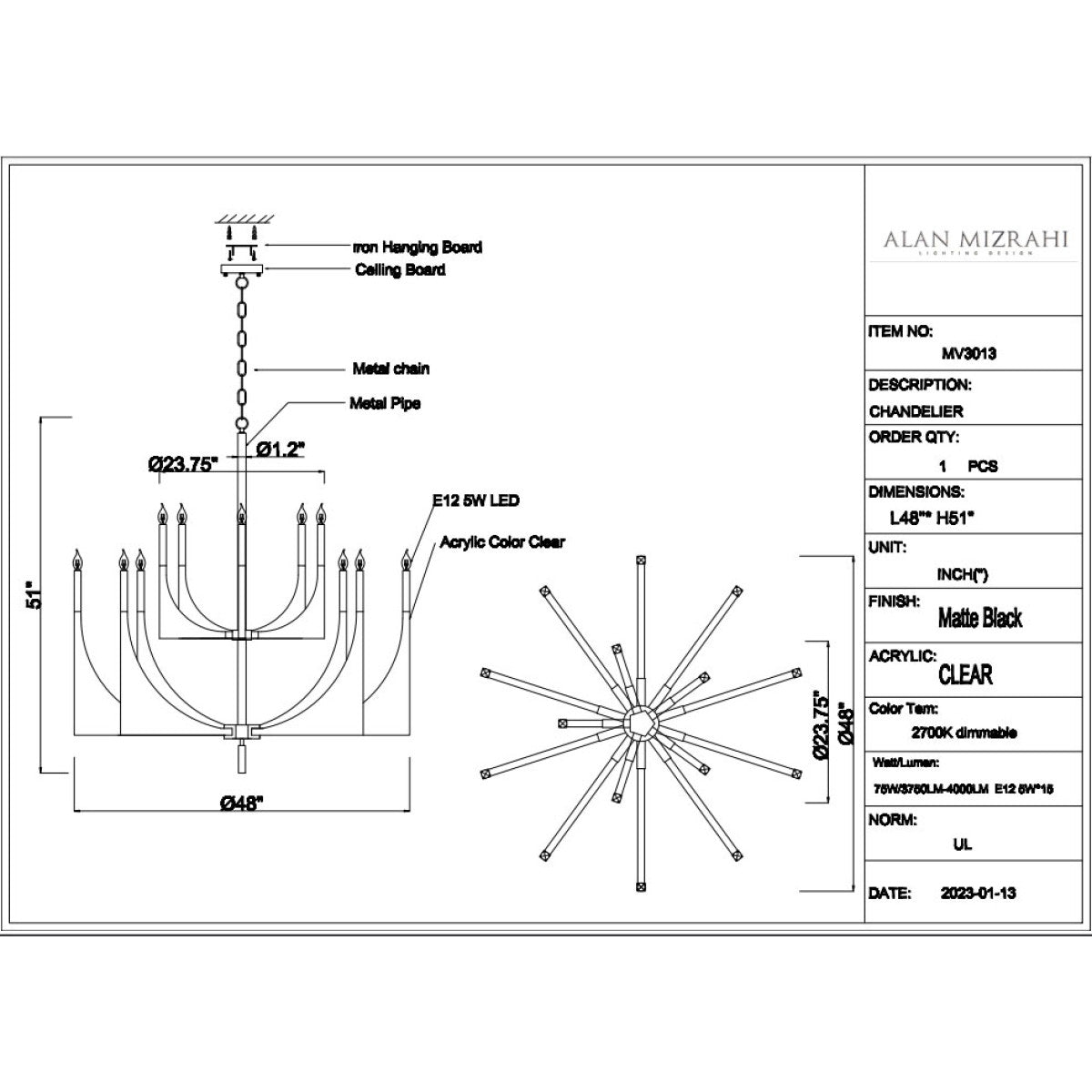 MV3013 Sirius Chandelier