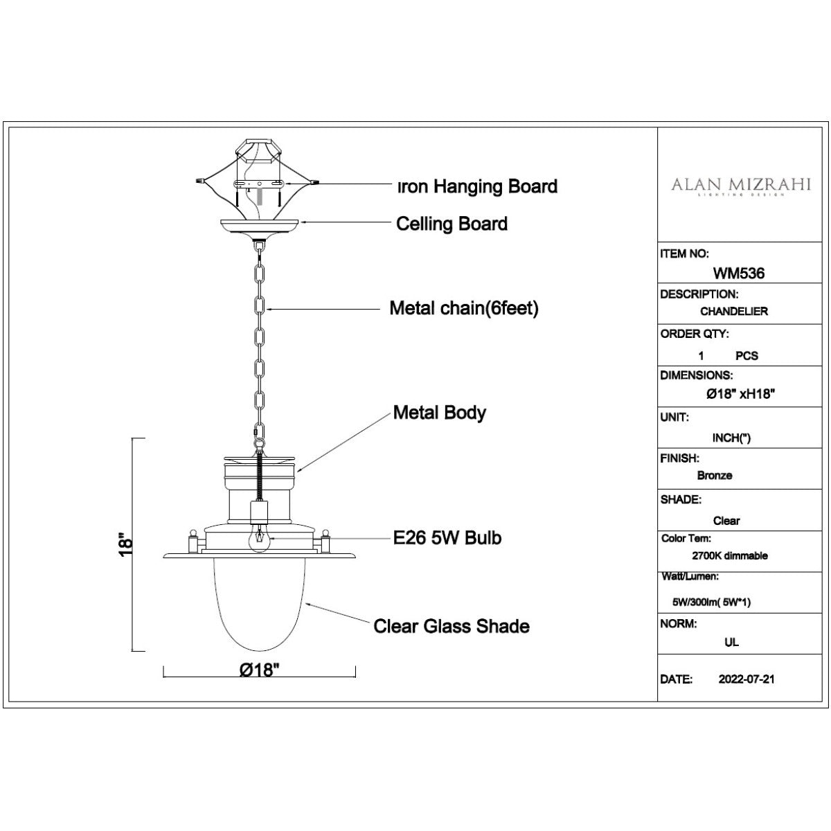 WM536 Station Light Pendant