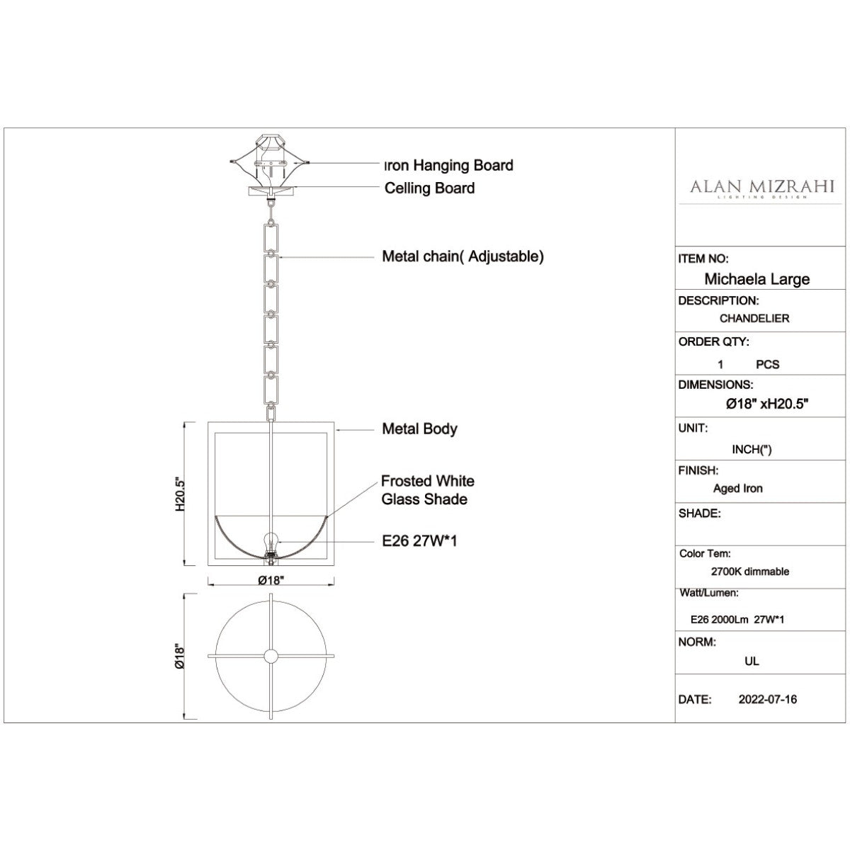 WM641 Michaela Chandelier